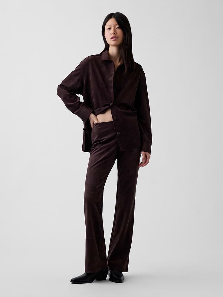 Low Rise Vegan Suede Boot Pants