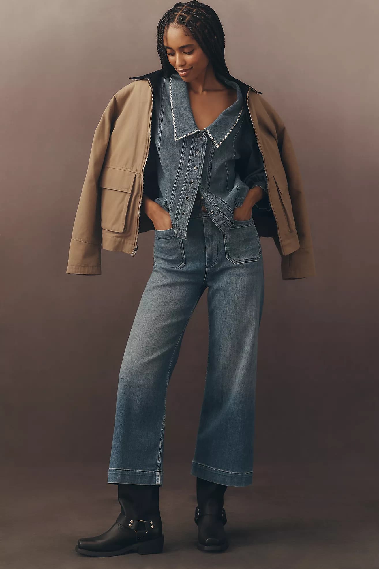 The Colette Cropped High-Rise Wide-Leg Jeans