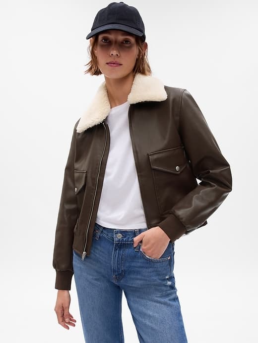 Vegan Leather Flight Jacket