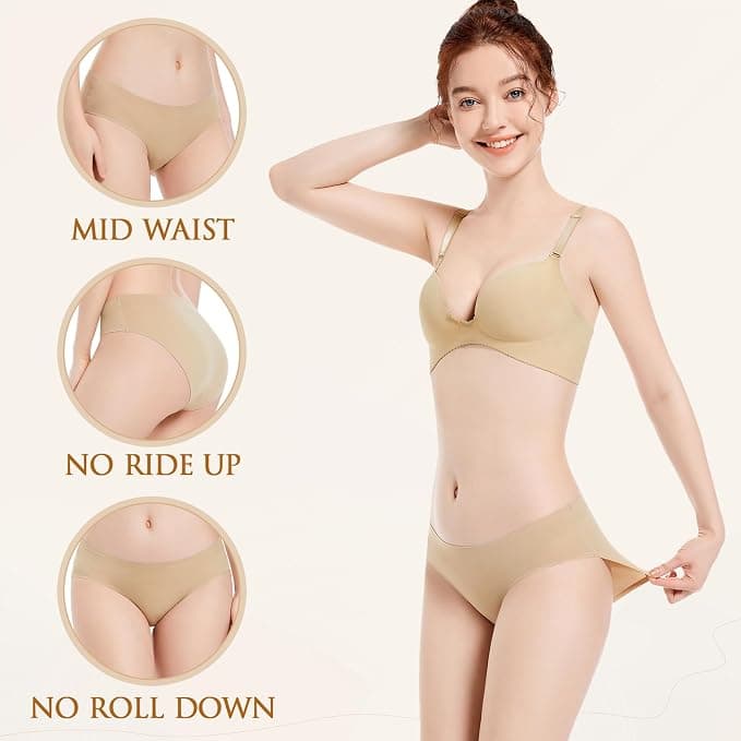 Cordaw Womens Seamless Underwear Ladies Panties No Show Invi