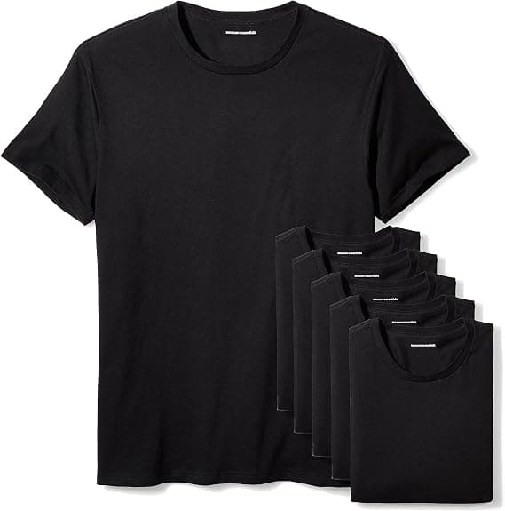 Amazon Essentials Men's Crew Neck T-Shirts, Pack of 6, Versatile Basics