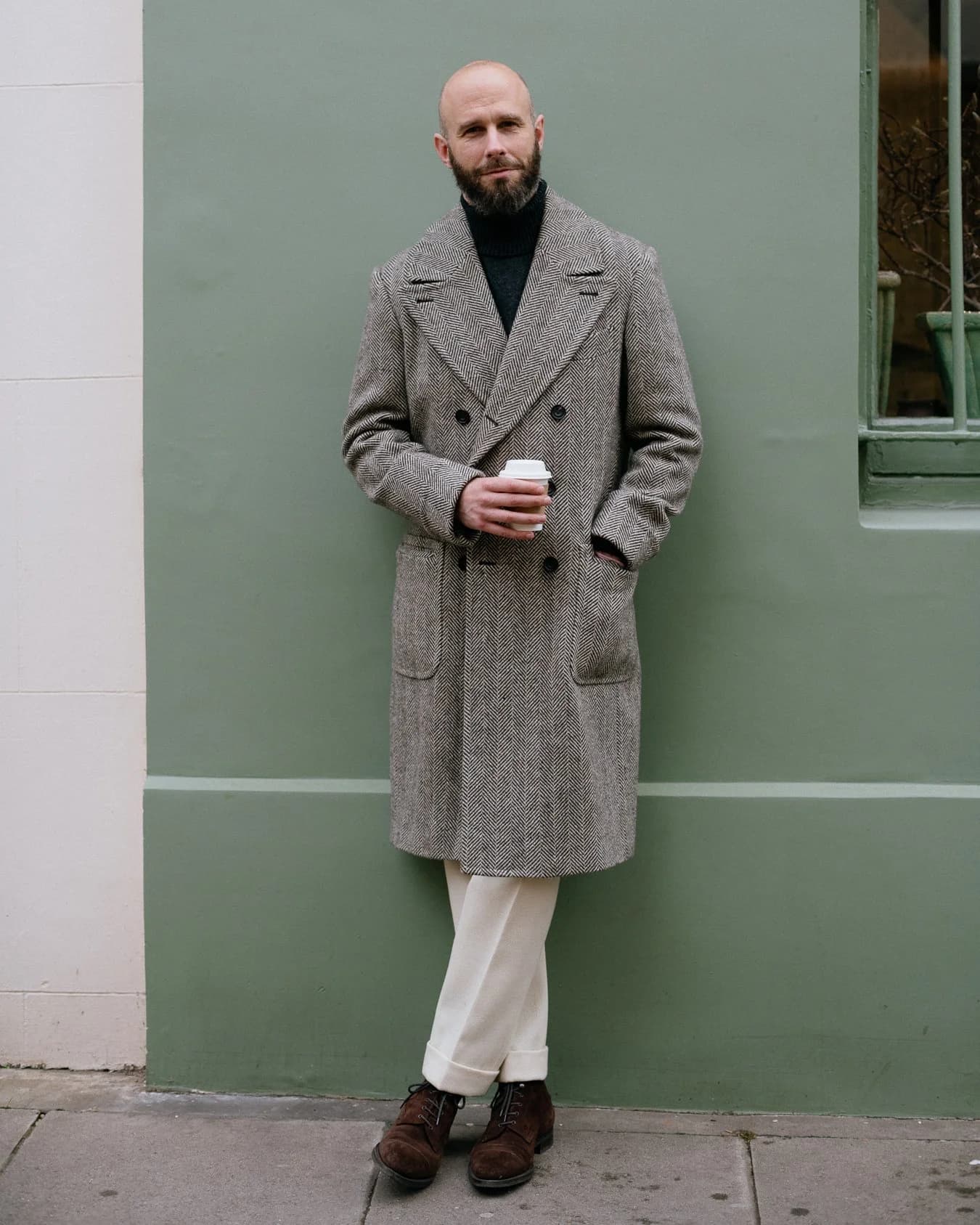 The Anthology x Permanent Style Polo Coat - Herringbone Donegal Tweed