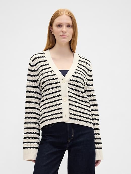 Relaxed Waffle-Knit Cardigan
