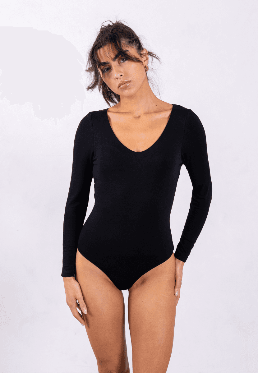 Organic Cotton Long Sleeve V-Neck Bodysuit