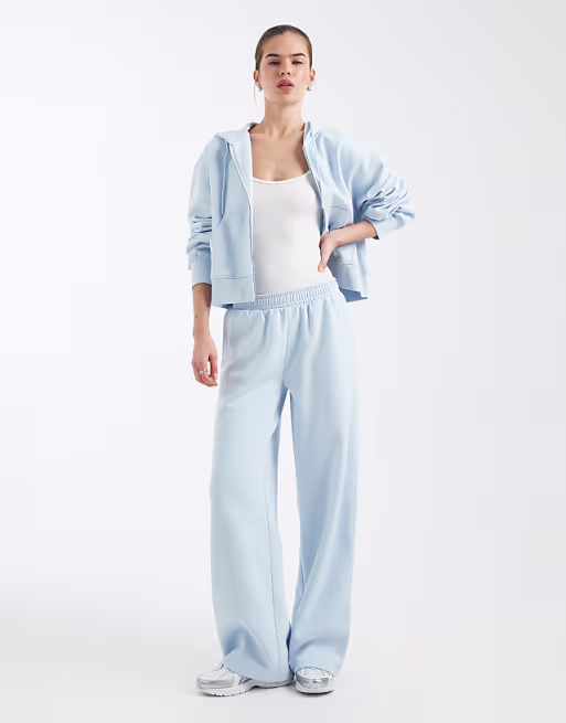 Pantalon de jogging ample à envers brossé - Bleu pastel