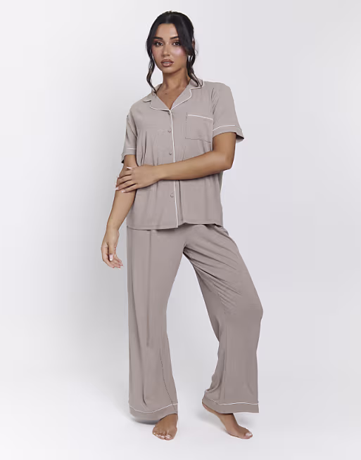 Loungeable - Ladies - Ensemble pyjama côtelé - Avoine 1