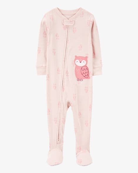 Baby 1-Piece Owl Print 100% Snug Fit Cotton Footie Pajamas
