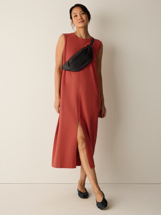 Pima Cotton Stretch Jersey Crew Neck Dress