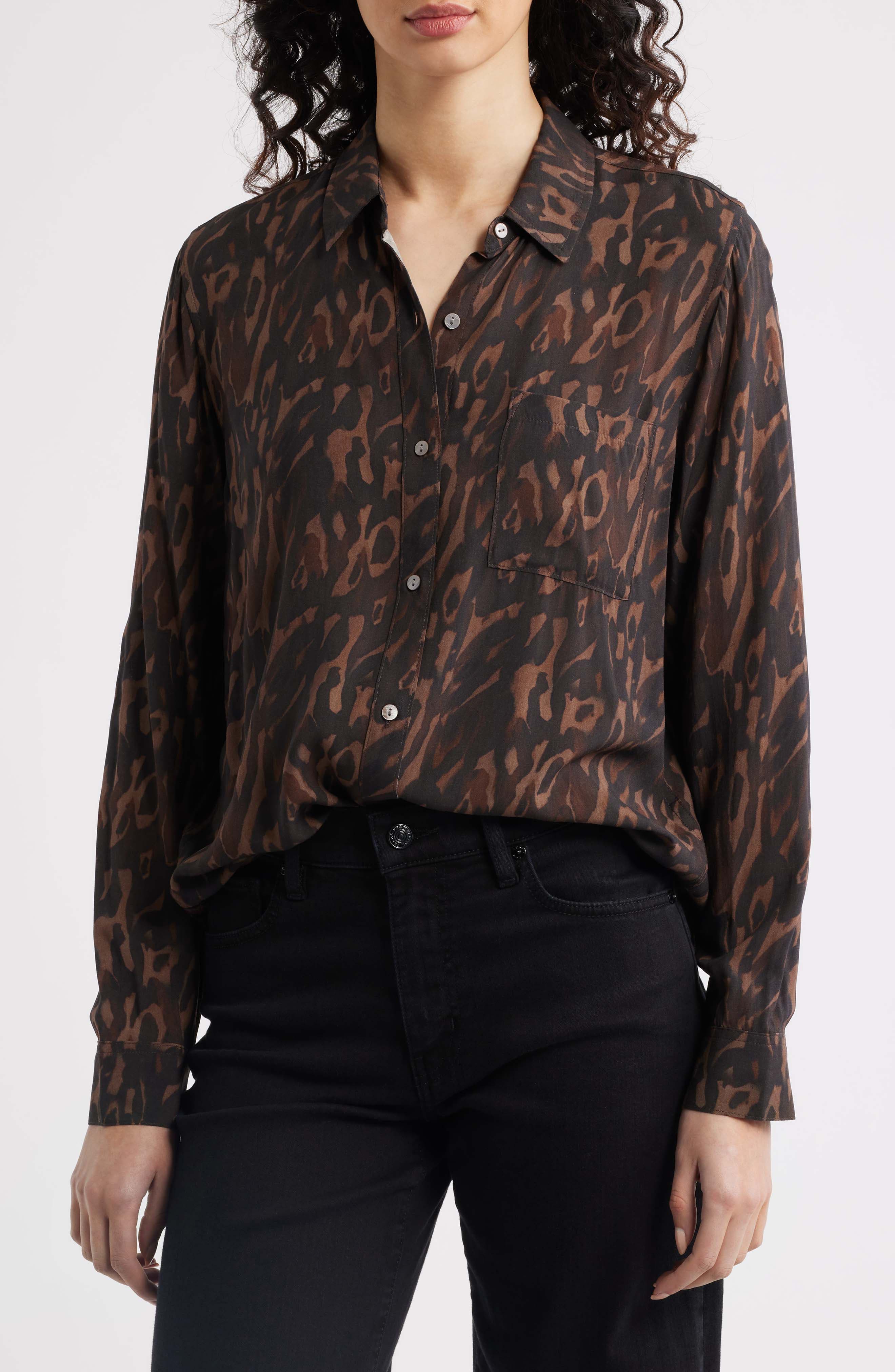 Josephine Leopard Print Button-Up Shirt