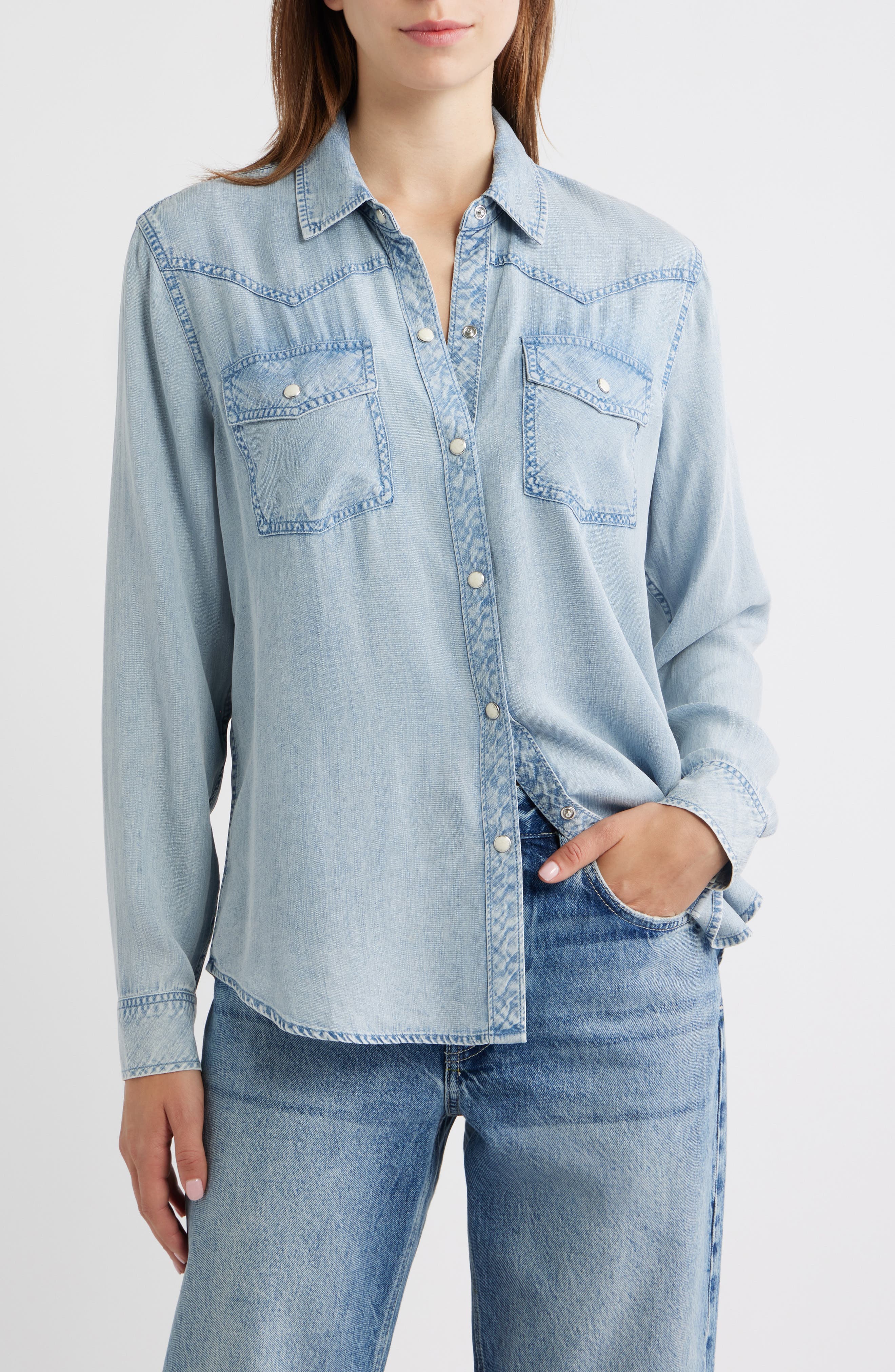 Chambray Pearl Snap Shirt