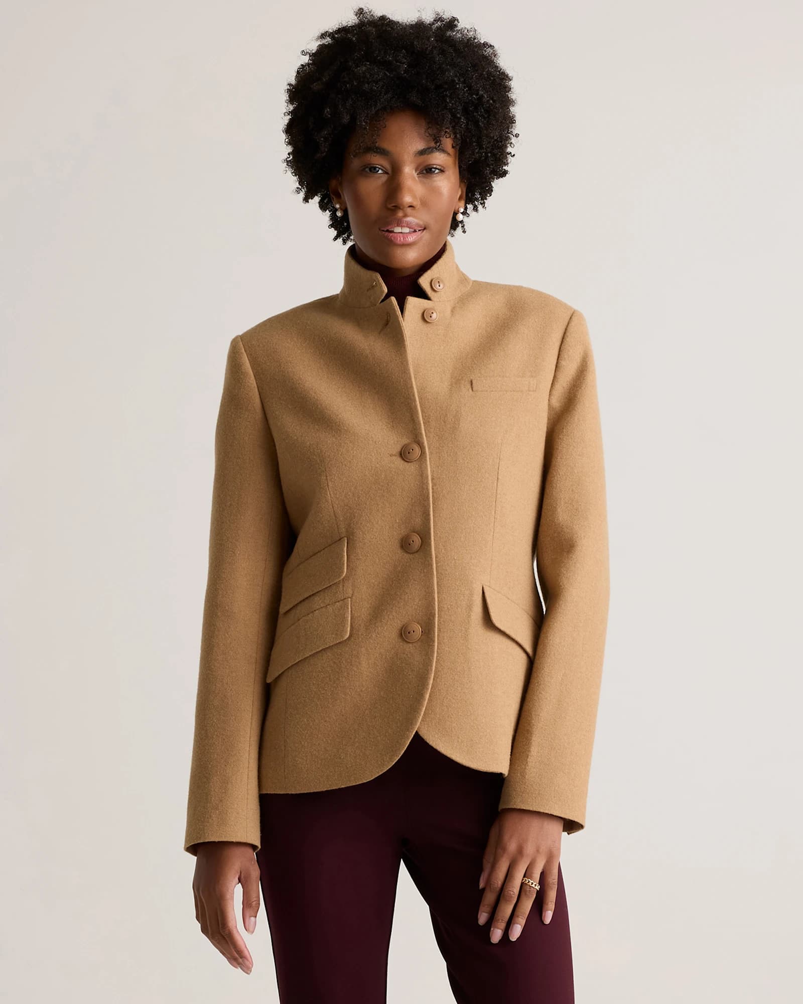 Italian Wool Stand Collar Blazer 1
