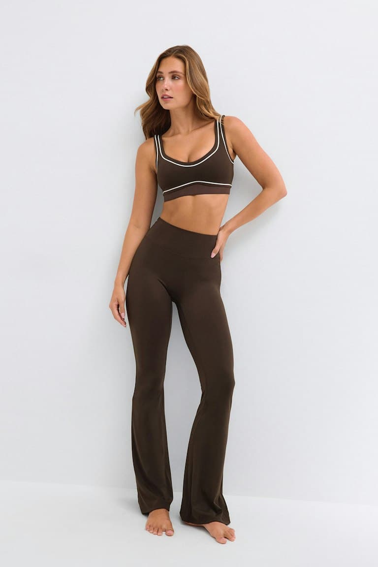 Ruched flare yoga tights