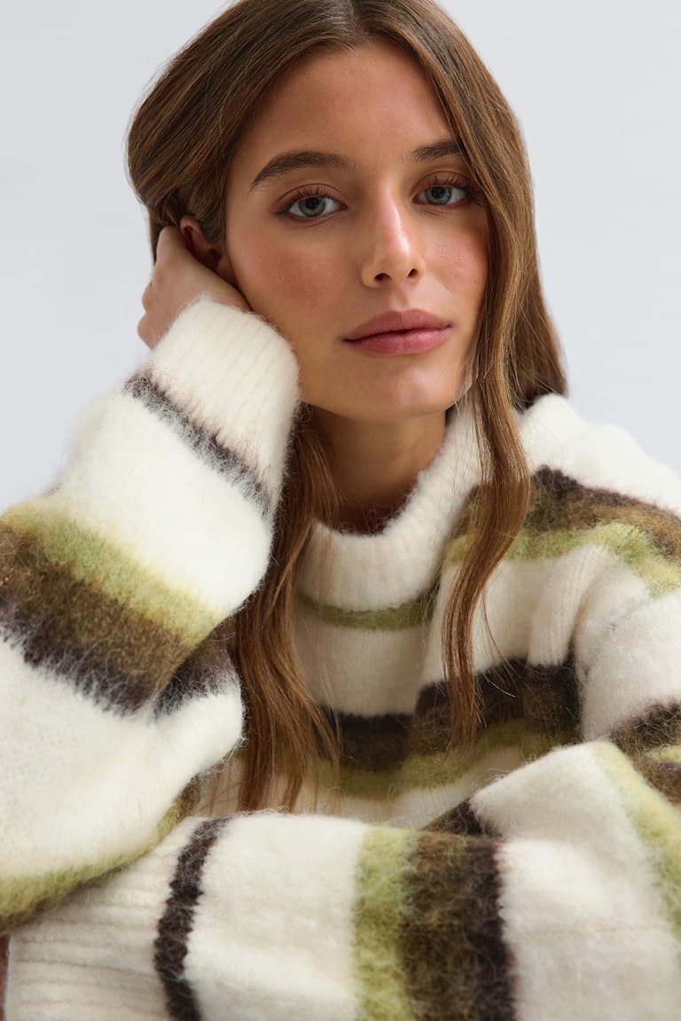 Stripe chunky knitted sweater