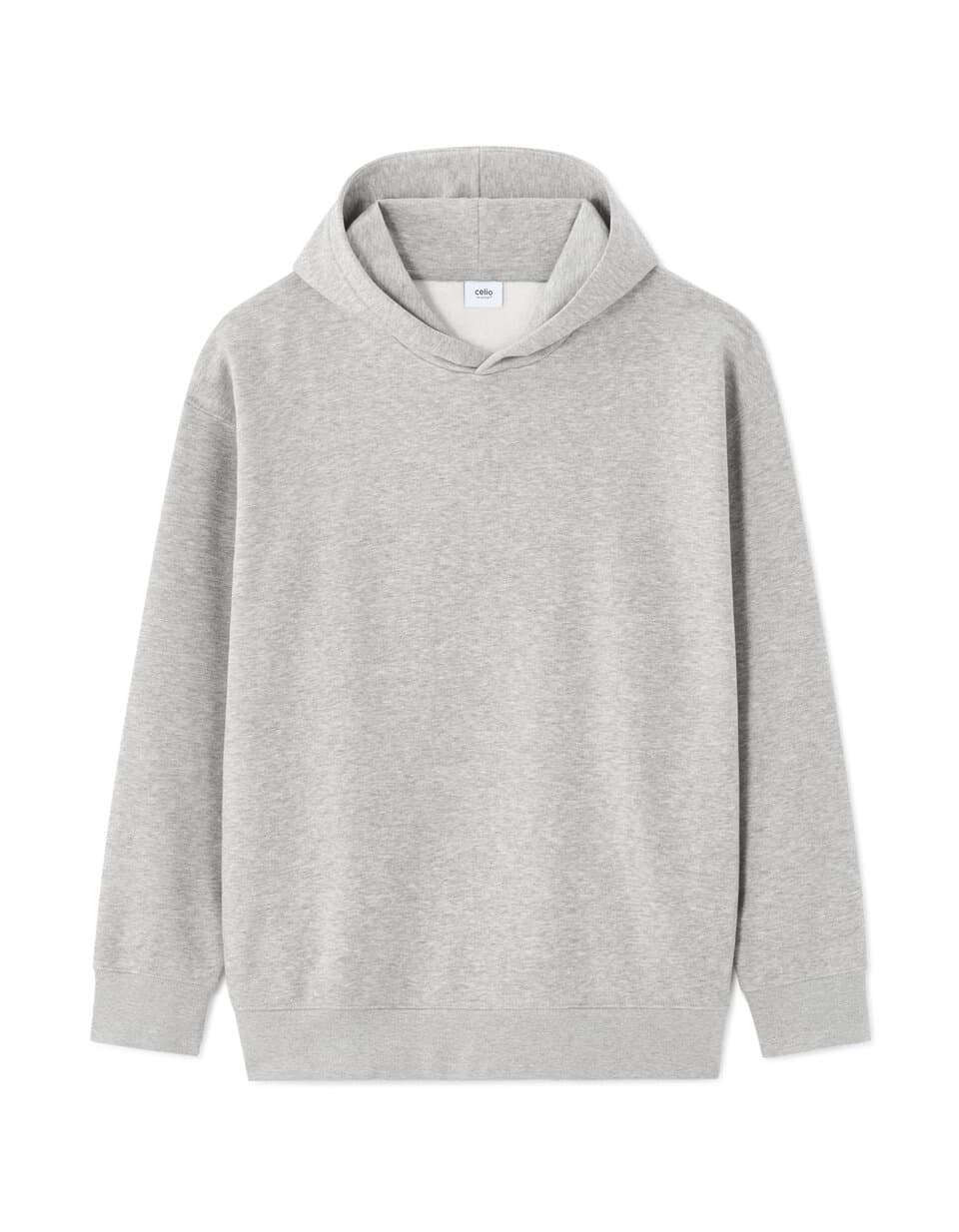 Sweat loose à capuche uni - gris 1