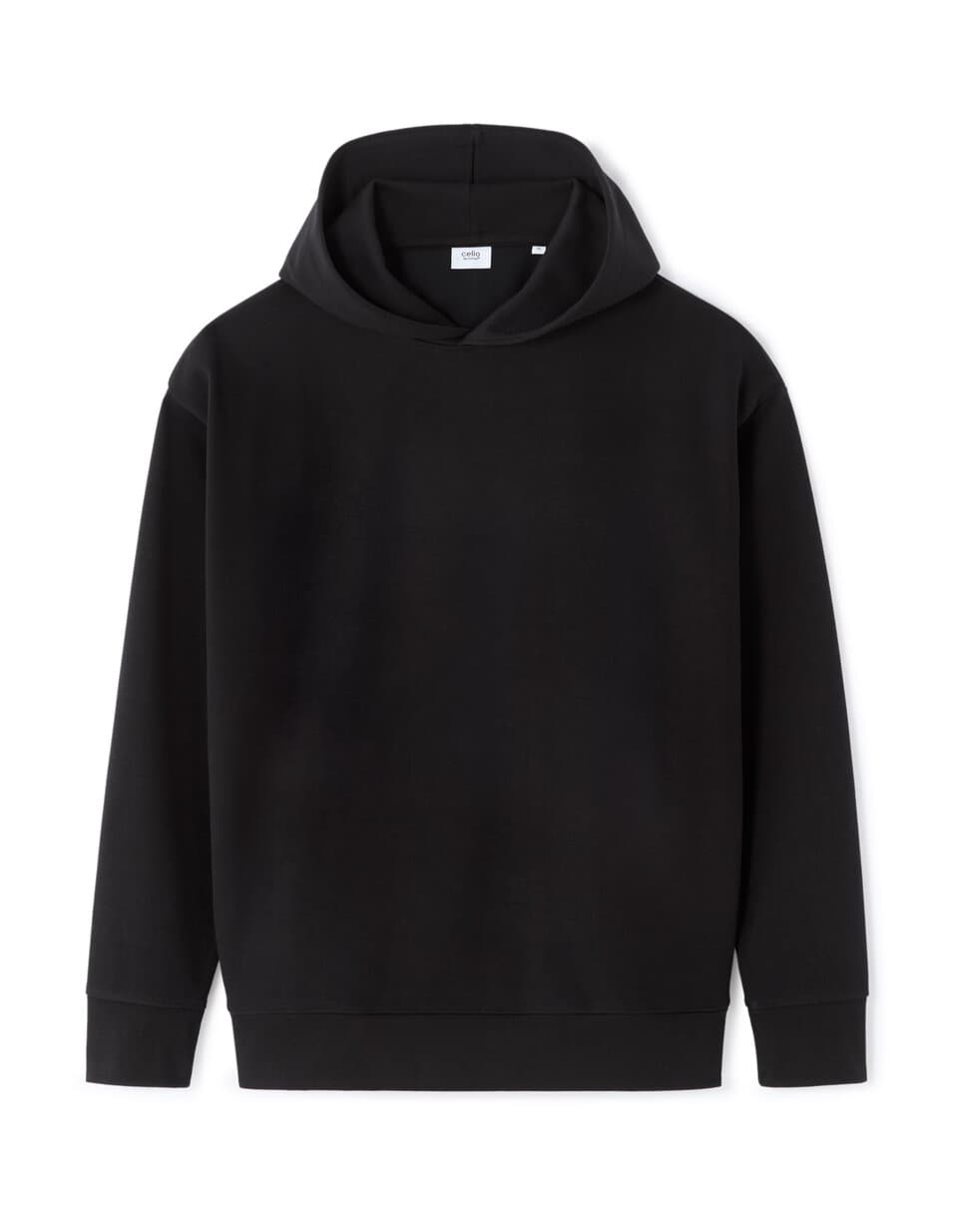 Sweat oversize à capuche en maille interlock - noir 1