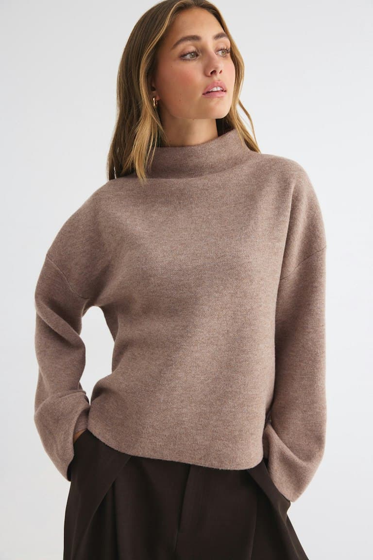 Funnel neck knitted sweater