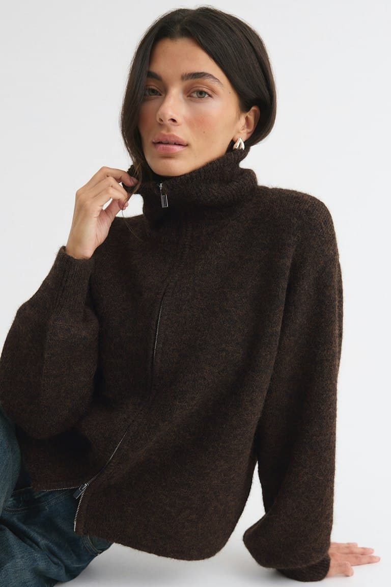 Knitted zip cardigan