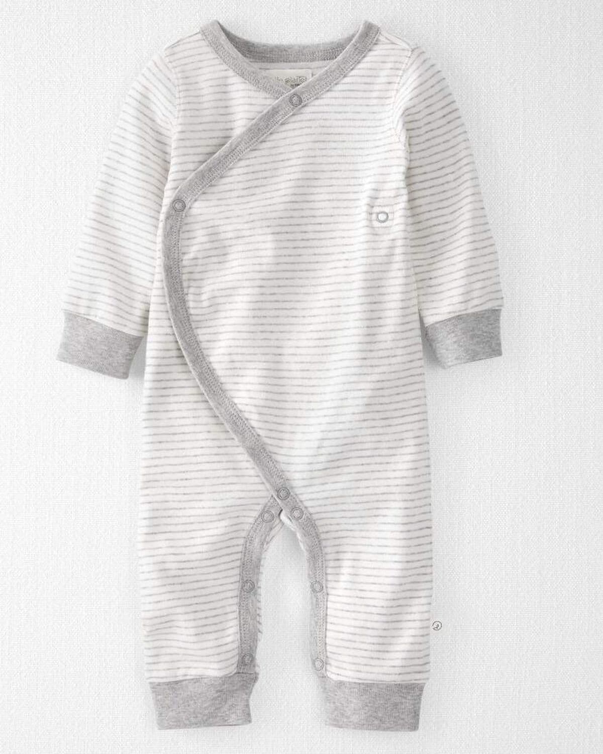Baby Organic Cotton Wrap Sleep and Play Pajamas in Stripes