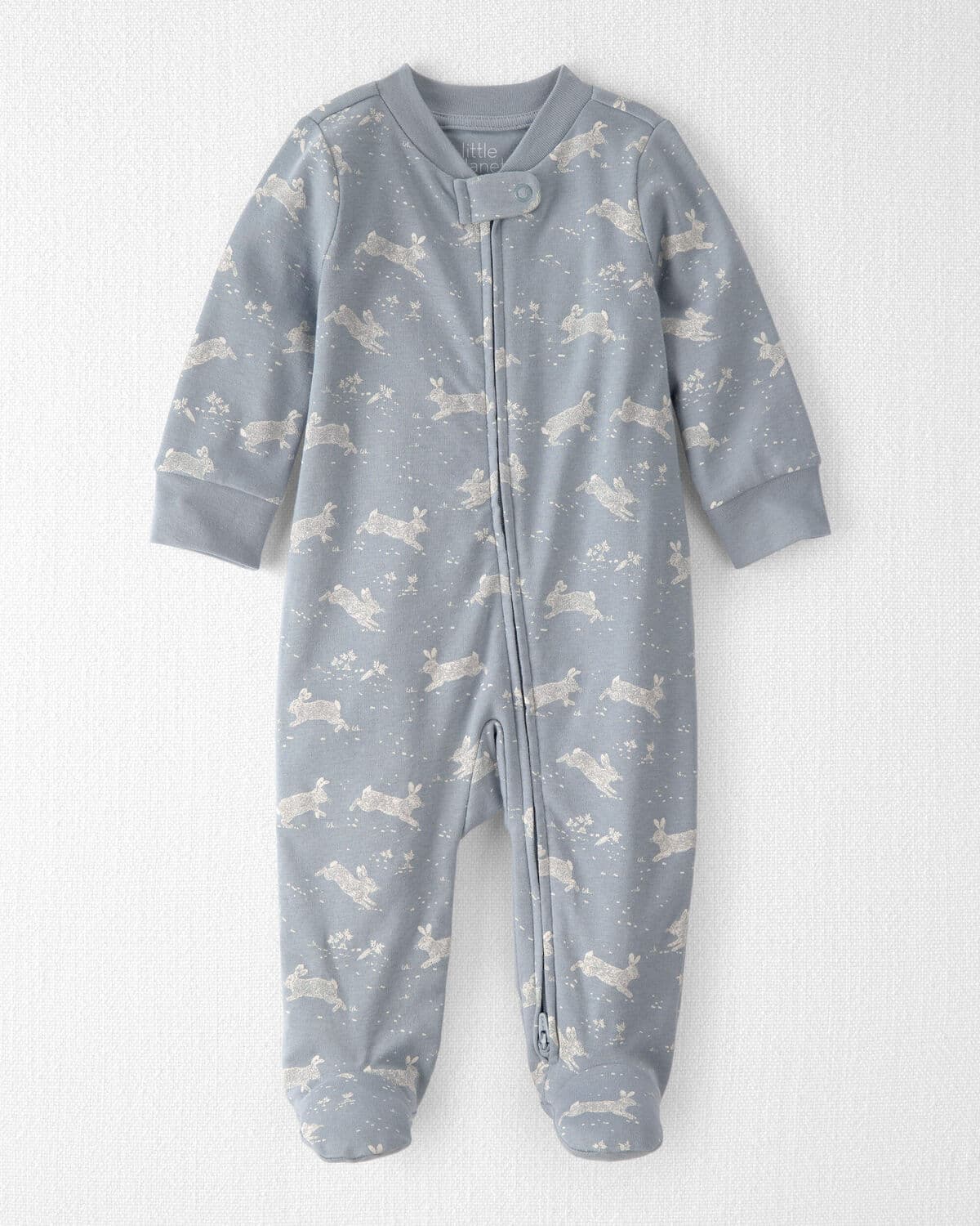 Baby Organic Cotton Sleep and Play Pajama in Blue Bunnies
