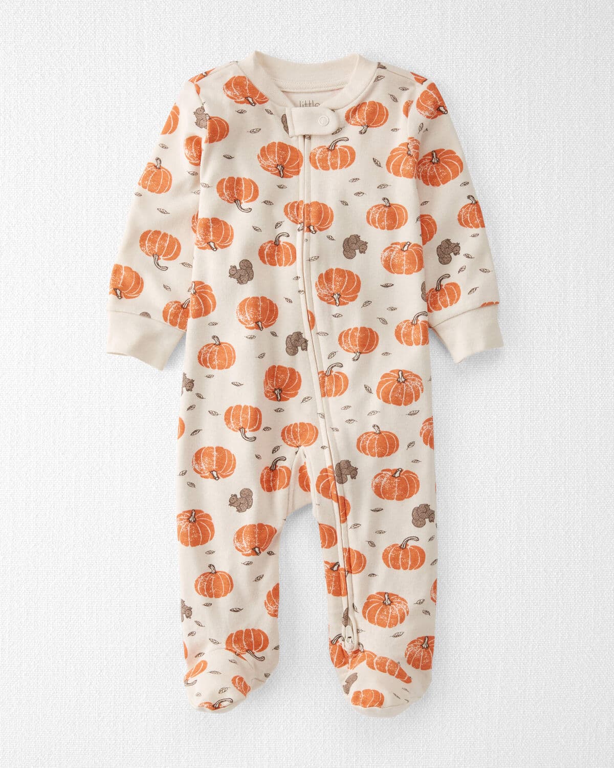 Baby Organic Cotton Sleep and Play Pajamas in Harvest Pumpkins Print