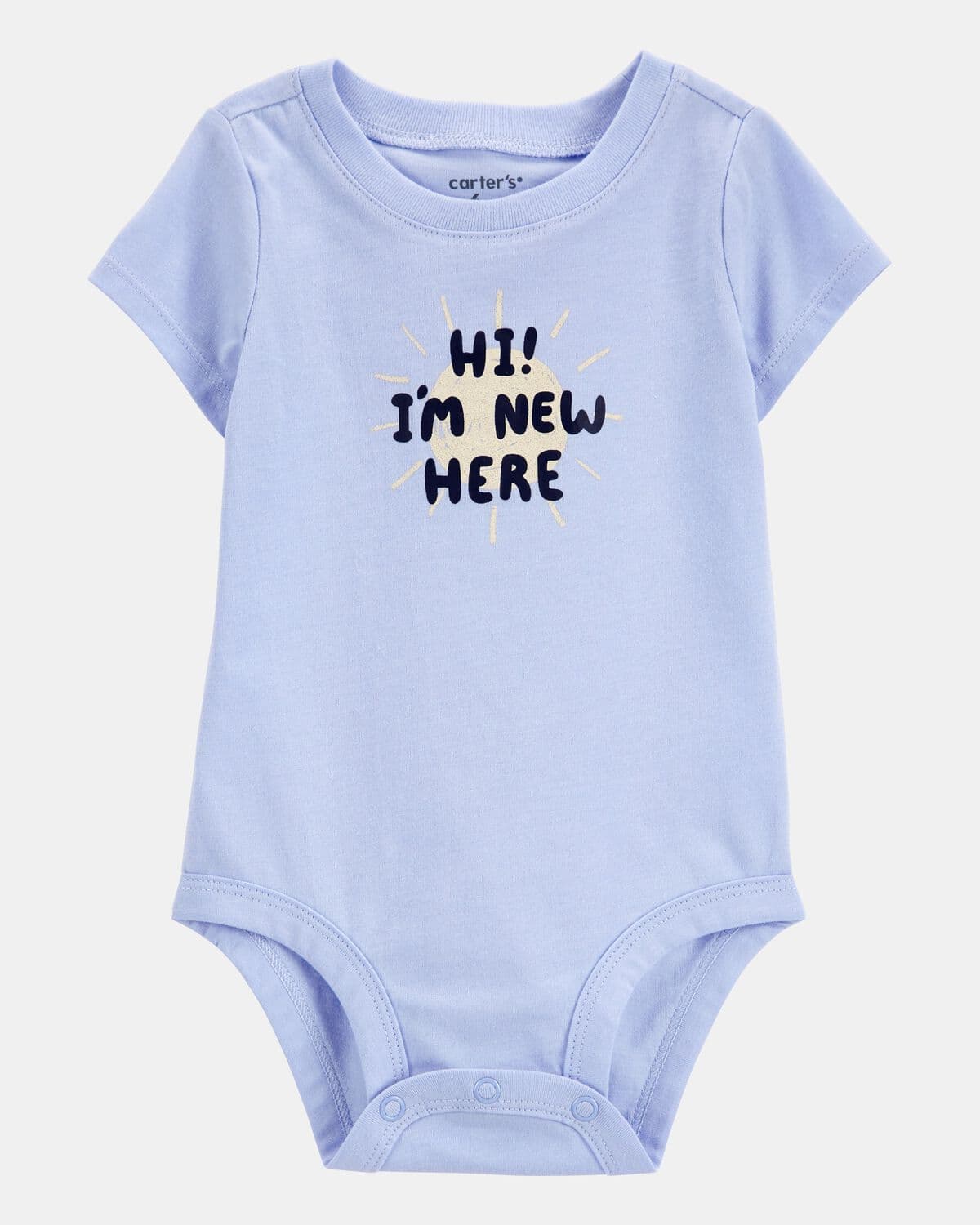 Baby I'm New Here Short Sleeve Bodysuit - Blue