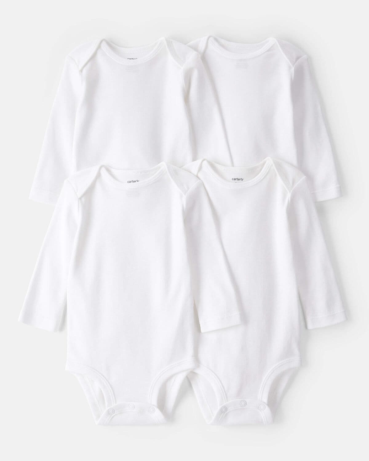 Baby 4-Pack Long Sleeve Bodysuits - White