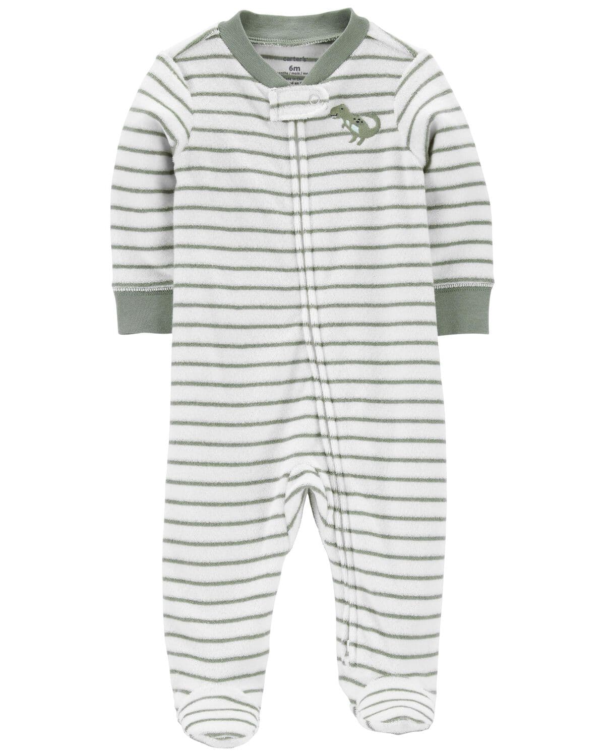 Baby Dinosaur 2-Way Zip Terry Footie Sleep and Play Pajamas
